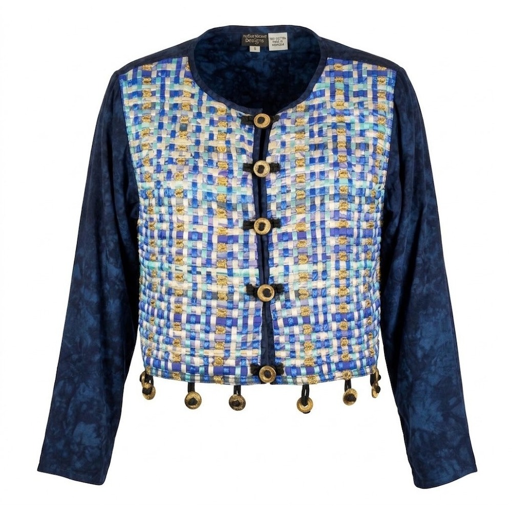 Nativewear Designs 90s Vintage Art to Wear Cropped Jacket Patchwork Metal Coins